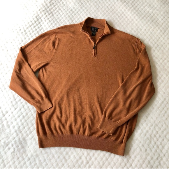 Jos A Bank Rust Cotton 1/4 Zip Long Sleeve Sweater - Picture 3 of 6
